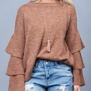 Vestique Fall Crush Ruffle Sleeve Sweater *WHITE*